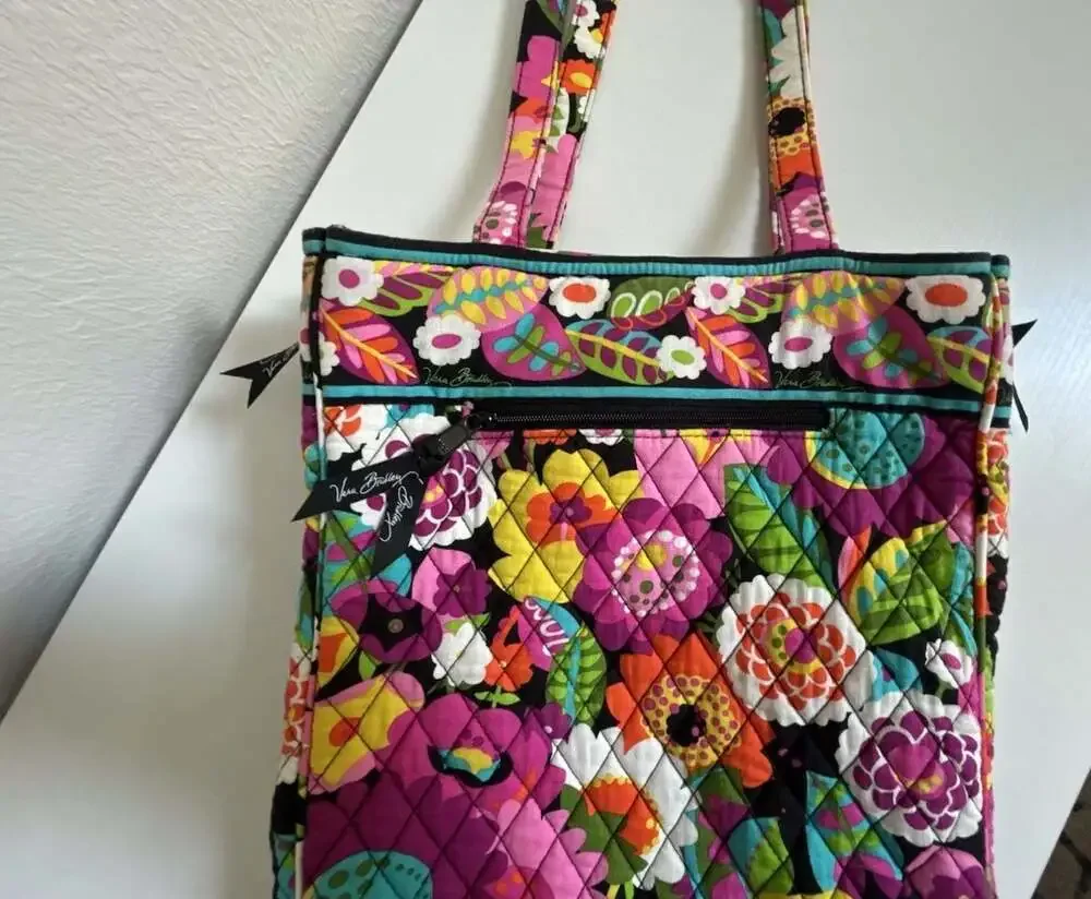 Vera Bradley Quilted Va Va Bloom Pattern Laptop Tote Bag